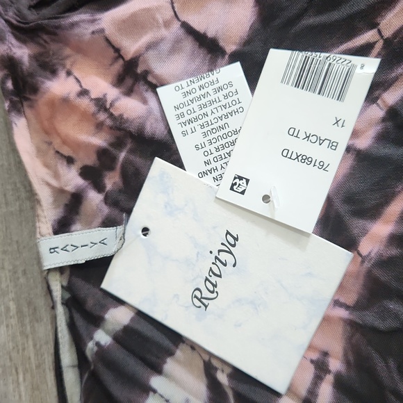 RAVIYA SWIM COVER UP BLACK PINK TIE DYE SIZE 1X NEW WITH TAGS - Picture 7 of 8